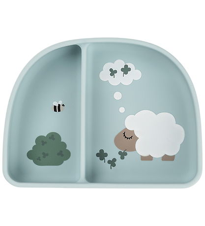 Done by Deer Skål - Silikone - Stick & Stay - Tiny Farm - Blå