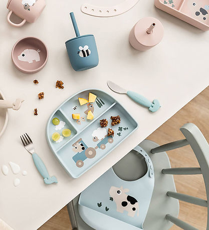 Done by Deer Kop m. Sugerør - 2-pak - Tiny Farm - Blå