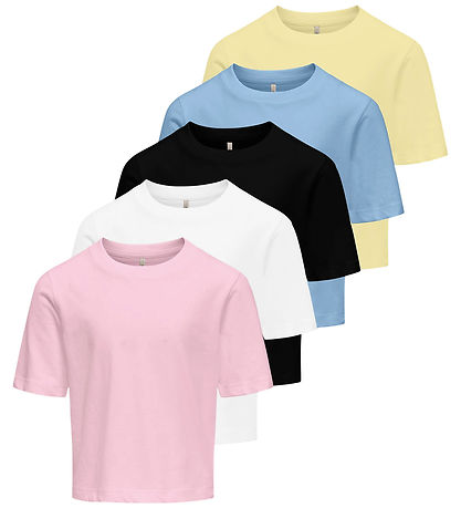 Kids Only T-shirt - KogRex - 5-pak - Pink Lady/White/Black/Open 