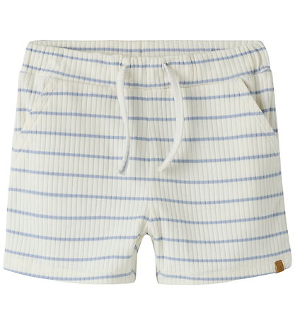Lil' Atelier Shorts - Rib - NmmKail - Coconut Milk/Zen Blue
