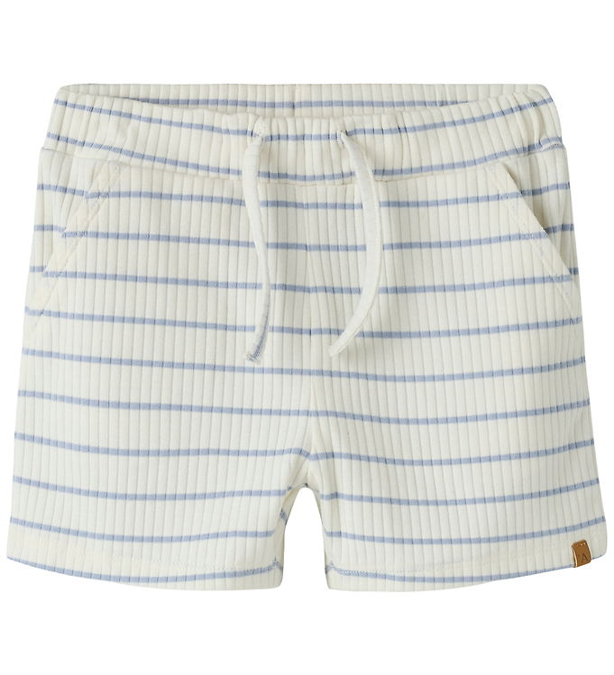 Lil' Atelier Shorts - Rib - NmmKail - Coconut Milk/Zen Blue billede