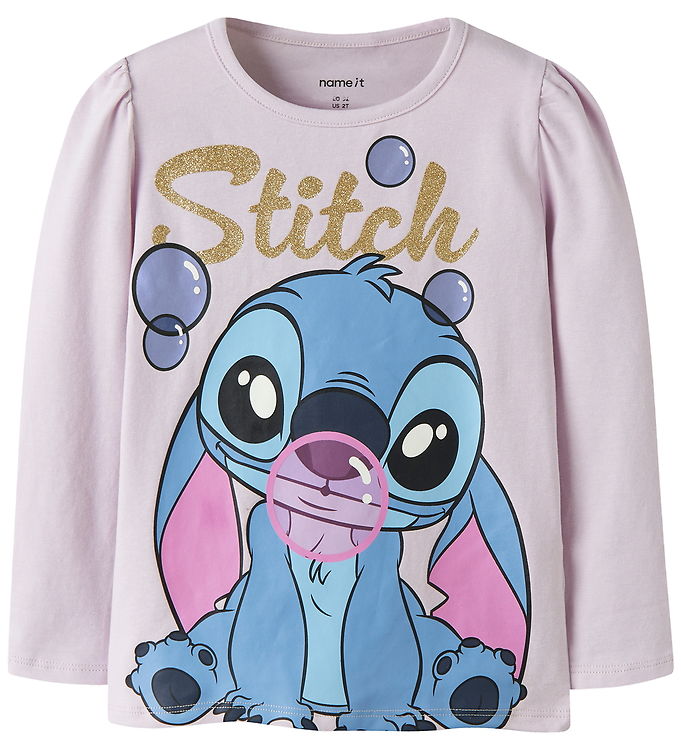 Name It Bluse Lavender Fog Med Stitch Motiv - Str. 2y 92cm