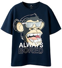 Name It T-shirt - NkmFaddy - Bored - Navy Blazer