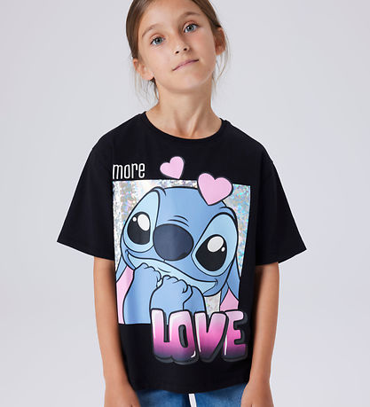 Name It T-shirt - Noos - NkfFora - Stitch - Black