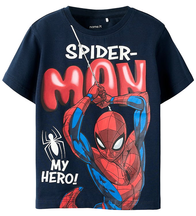 Name It T-shirt - Noos - NmmMarvin - Spider Man - Navy Blazer billede