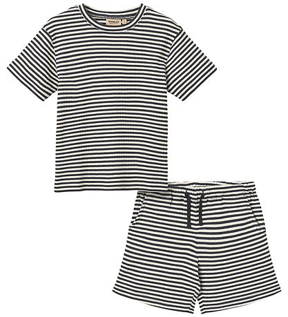 Wheat Shortssæt - Fabian - Navy Rib Stripe