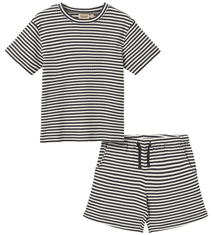 Wheat Shortssæt - Rib - Fabian - Navy Rib Stripe