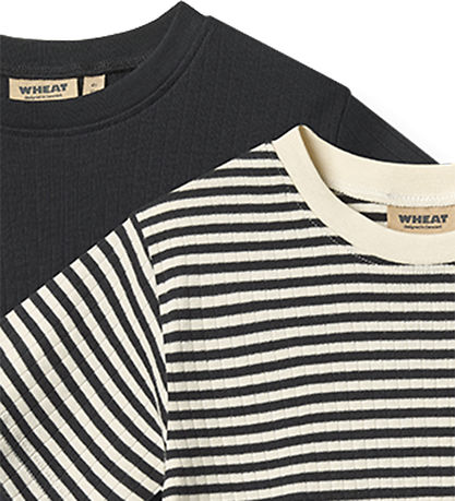 Wheat T-shirt - 2-pak - Fabian - Navy Rib Stripe