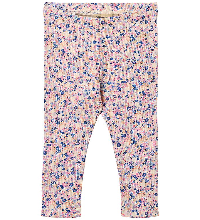 Wheat Leggings - Rib - Jules - Pink Blue Flowers