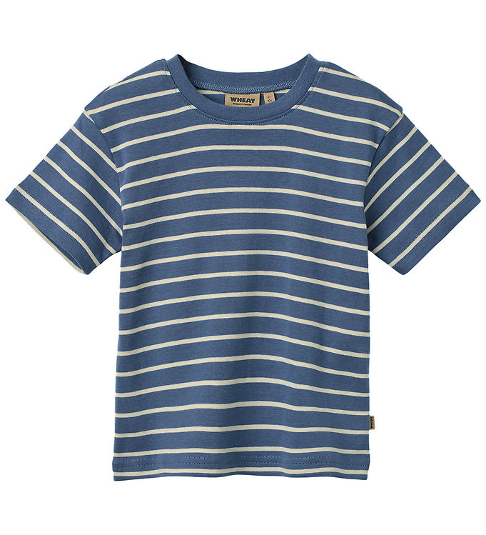 Wheat T-shirt - Fabian - Blue Stripe billede