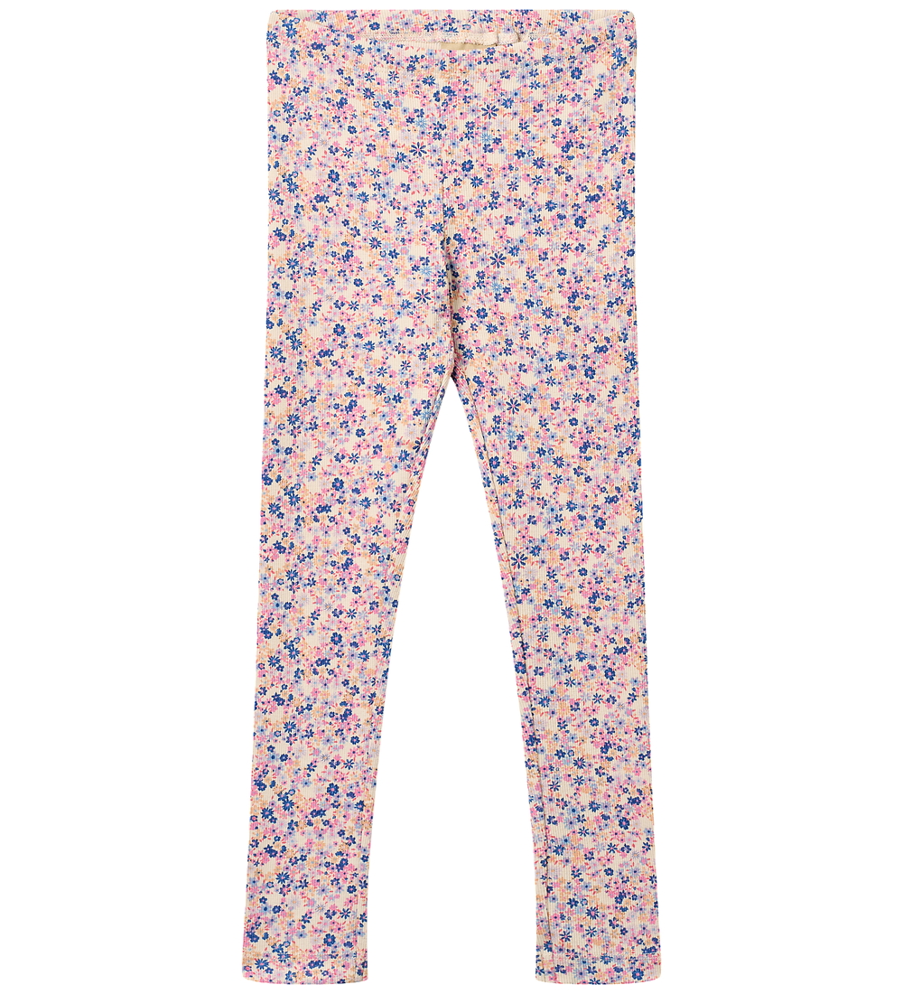 Wheat Leggings - Rib - Jules - Pink Blue Blumen - Wheat - 4 Jahre (104) - Leggings