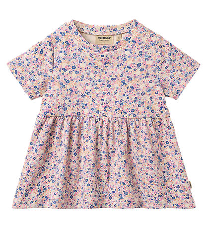 Wheat Kjole - Rib - Anna - Pink Blue Flower
