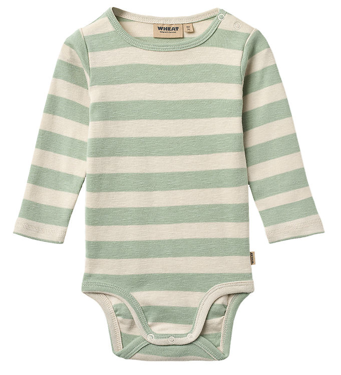 Wheat Freddie Body Mint Stripe i Bomuld - Str. 9m 74cm