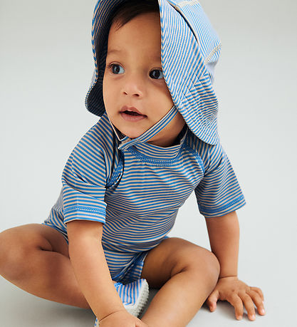 Wheat Badehat - UV40+ - Bora - Blue Swim Stripe