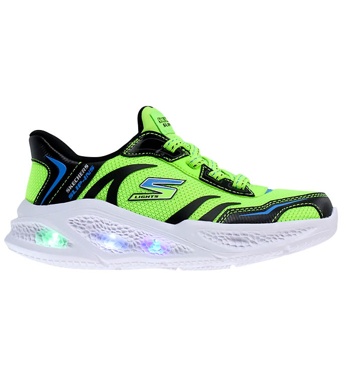 Skechers Sko m. Lys - Meteor Lights - Brisk Beams - Lime/ Sort