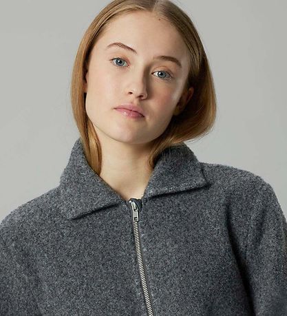 LMTD Fleecejakke - Teddy - Kort - NlfBaria - Dark Grey Melange