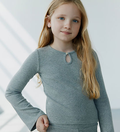 Sofie Schnoor Bluse - Rib - BailoSY - Grey Melange