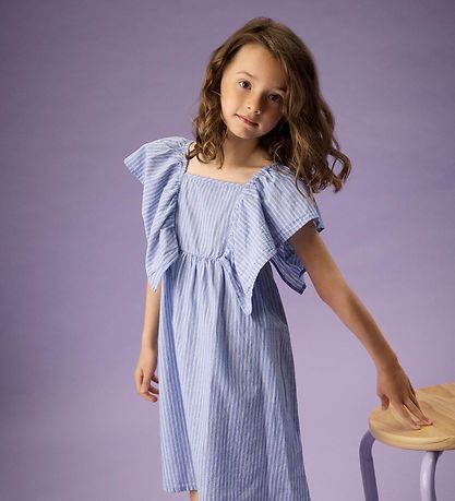 Creamie Kjole - Woven Stripe - Blue Lustre