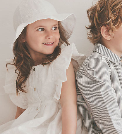 Huttelihut Kjole - Antique White m. Broderi