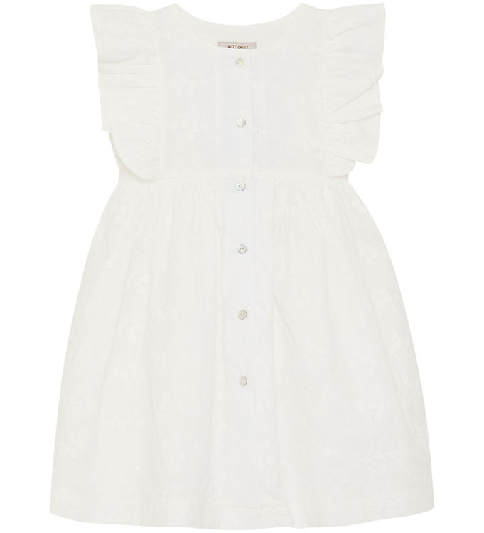 Huttelihut Kjole - Antique White m. Broderi