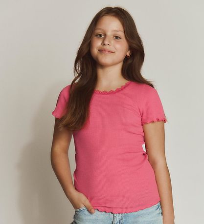 Rosemunde T-shirt - Rib - RkBalta - Rapture Rose m. Blonder