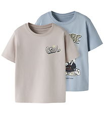 Name It T-shirts - NmmDigro - 2-pak - Blue Fog/Chateau Gray