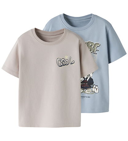 Name It T-shirts - NmmDigro - 2-pak - Blue Fog/Chateau Gray