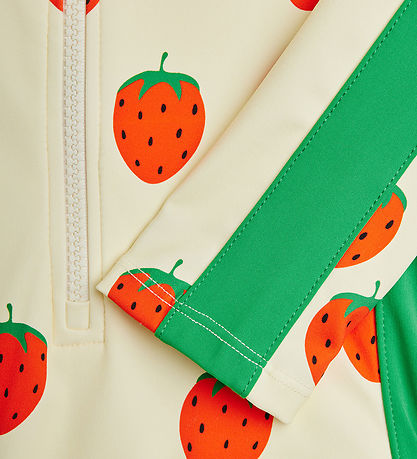 Mini Rodini Badeheldragt - UV40+ - Strawberries - Off White