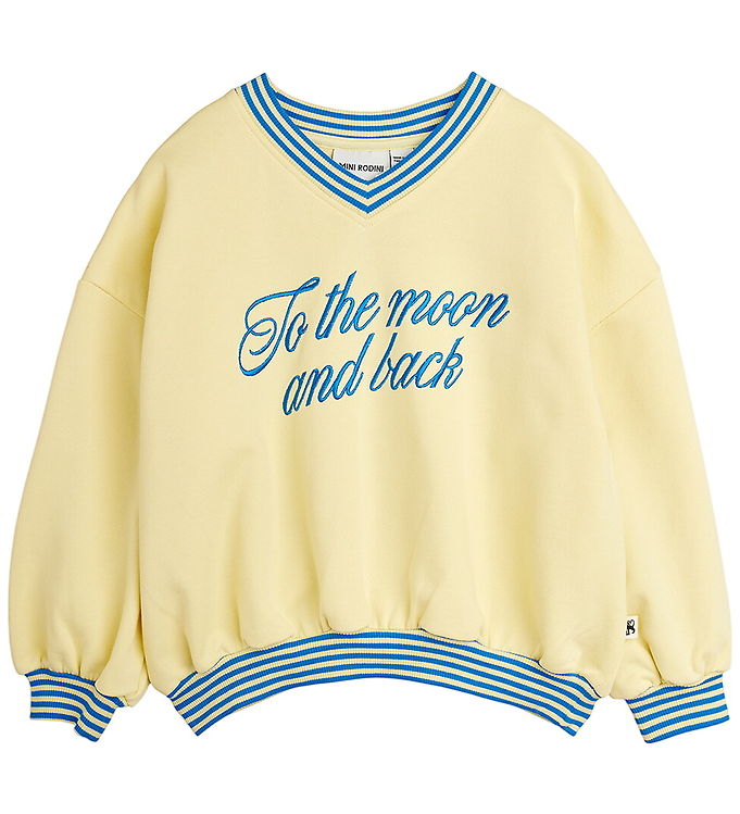 Mini Rodini Sweatshirt Gul Med To The Moon Broderi - Str.    4-5y 104/110cm