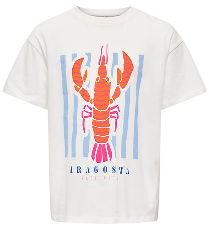 Kids Only T-shirt - KogJoanna - Cloud Dancer/Lobster