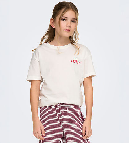 Kids Only T-shirt - Loose - Noos - KogHelen - Cloud Dancer/Icecr