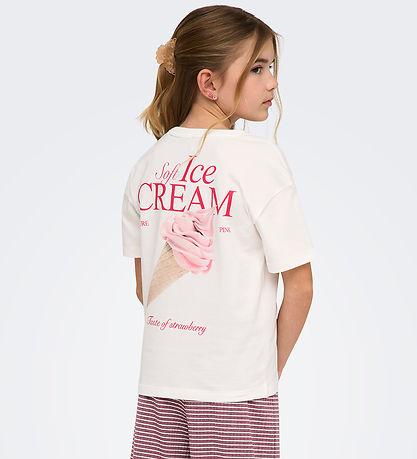 Kids Only T-shirt - Loose - Noos - KogHelen - Cloud Dancer/Icecr