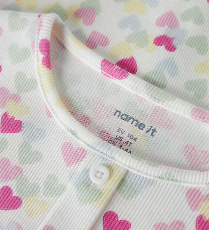 Name It T-shirt - NmfVemia - Cloud Dancer/Random Hearts