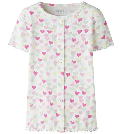 Name It T-shirt - NmfVemia - Cloud Dancer/Random Hearts