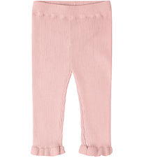 FUB Leggings - Rib - Pale Rose m. Flæser