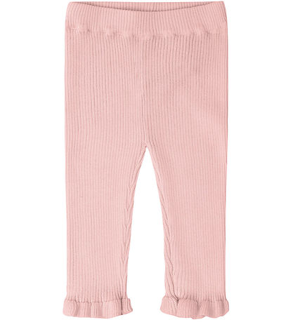 FUB Leggings - Rib - Pale Rose m. Flæser