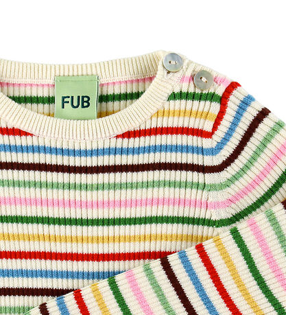 FUB Bluse - Strik - Rib - Multifarvet m. Striber