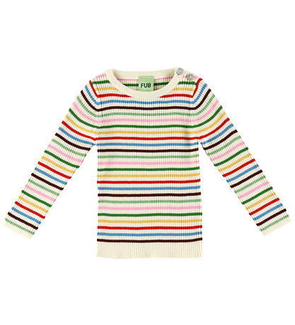 FUB Bluse - Strik - Rib - Multifarvet m. Striber