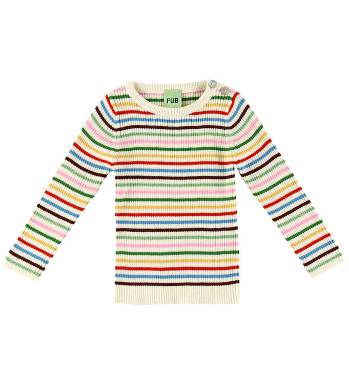 FUB Bluse - Strik - Rib - Multifarvet m. Striber