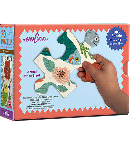 Eeboo Puslespil - 20 Brikker - Små Kæledyr