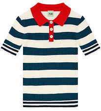 FUB Polo - Rib - Ecru/Oceanstribet