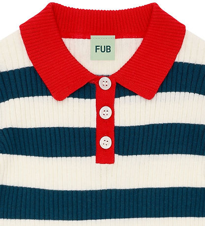 FUB Polo - Rib - Ecru/Oceanstribet
