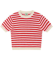 FUB T-shirt - Strik - Ecru/Rød/Candy