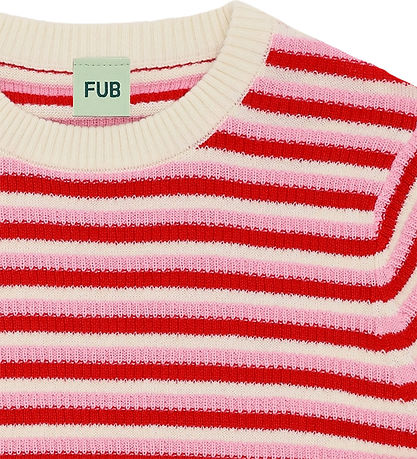 FUB T-shirt - Strik - Ecru/Rød/Candy