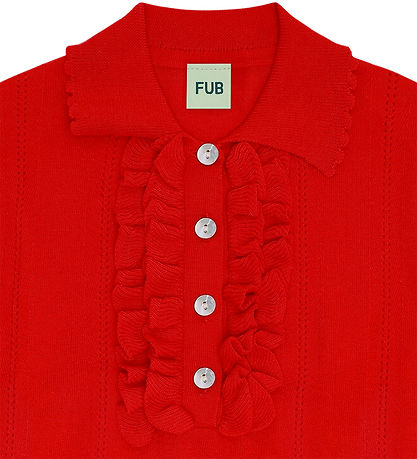 FUB Polo - Strik - Rød m. Flæse
