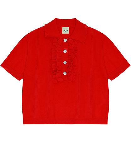 FUB Polo - Strik - Rød m. Flæse