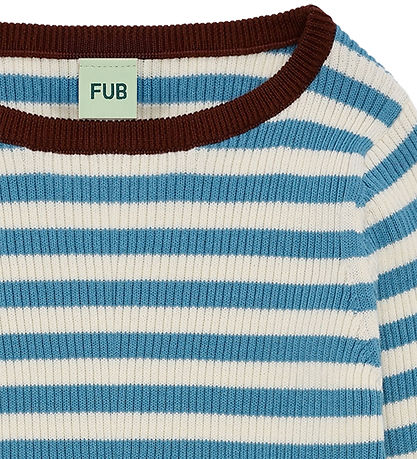 FUB Bluse - Rib - Ecru/Sea