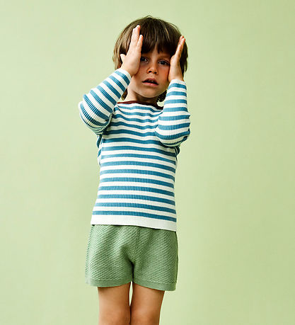 FUB Bluse - Rib - Ecru/Sea