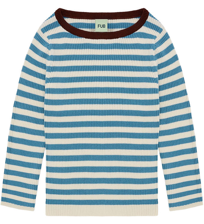 FUB Bluse - Rib - Ecru/Sea