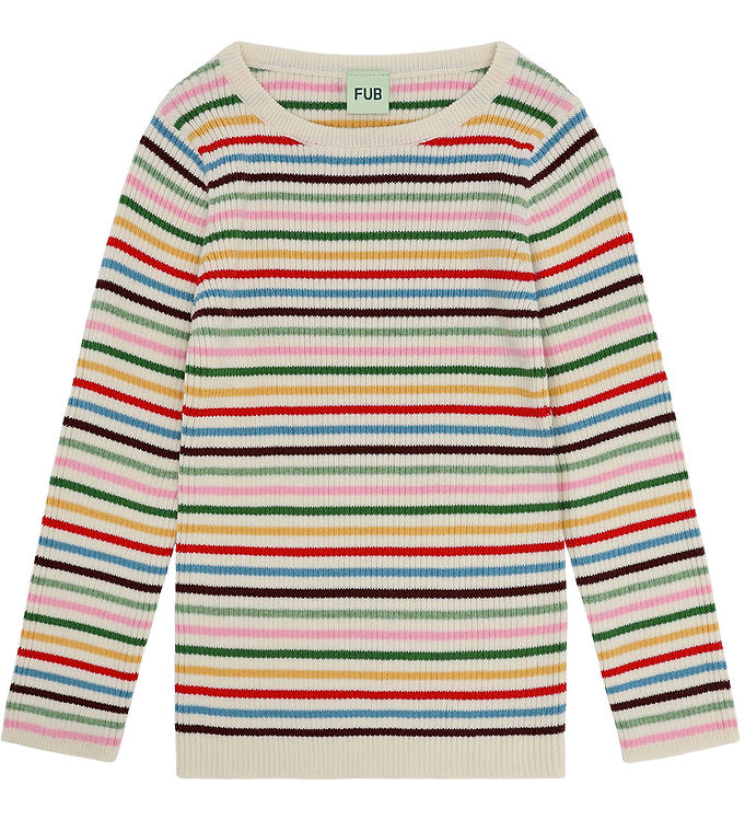 FUB Bluse - Rib - Multifarvet m. Striber
